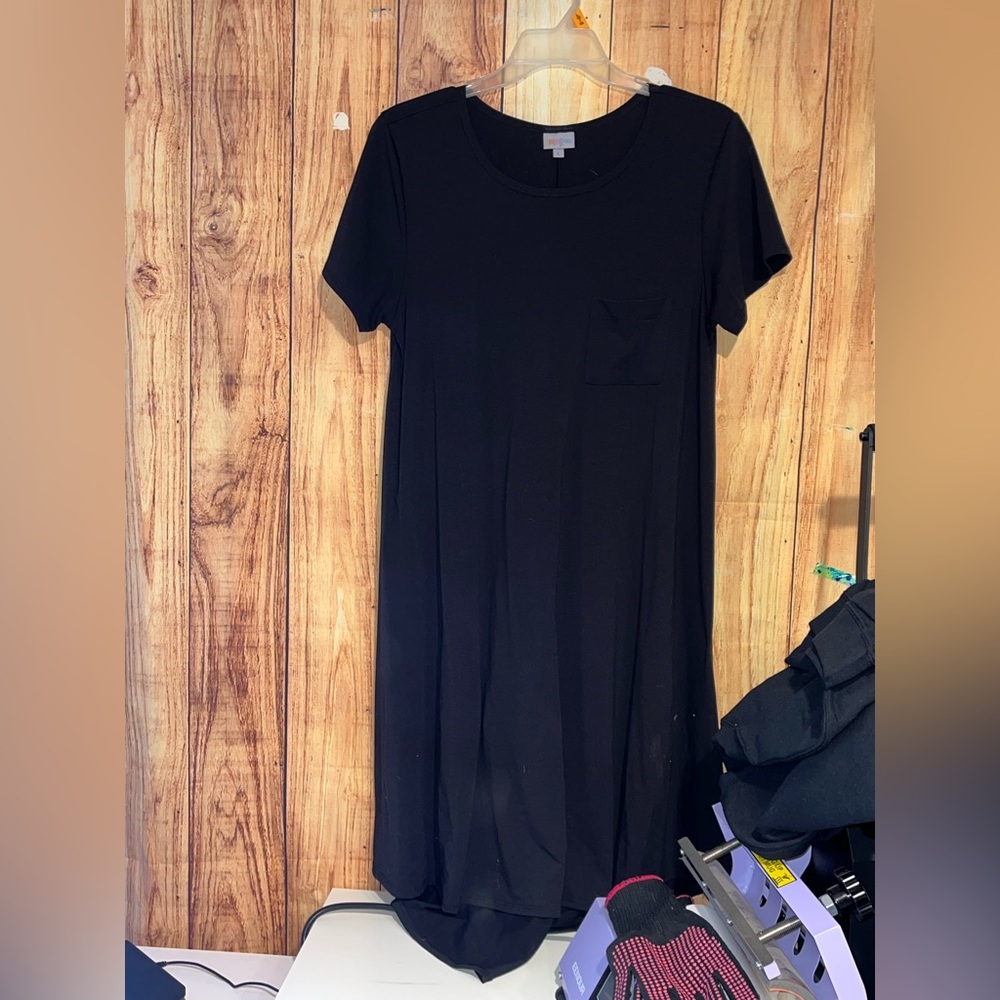 Lularoe Carly Dress Solid Black Size Large
